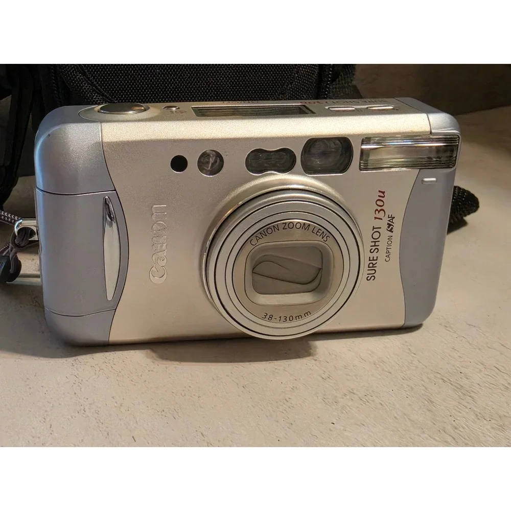 Canon Sure Shot 130u Caption AiAF 35mm Film Camera Silver with Case TESTED